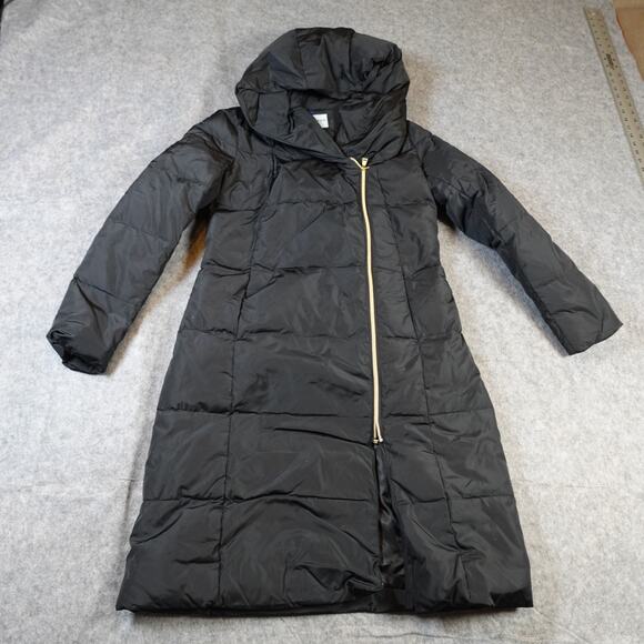 Cole Haan Coat Womens Medium Down Puffer Asymmetrical Zip Hooded Long Jacket - Picture 1 of 12